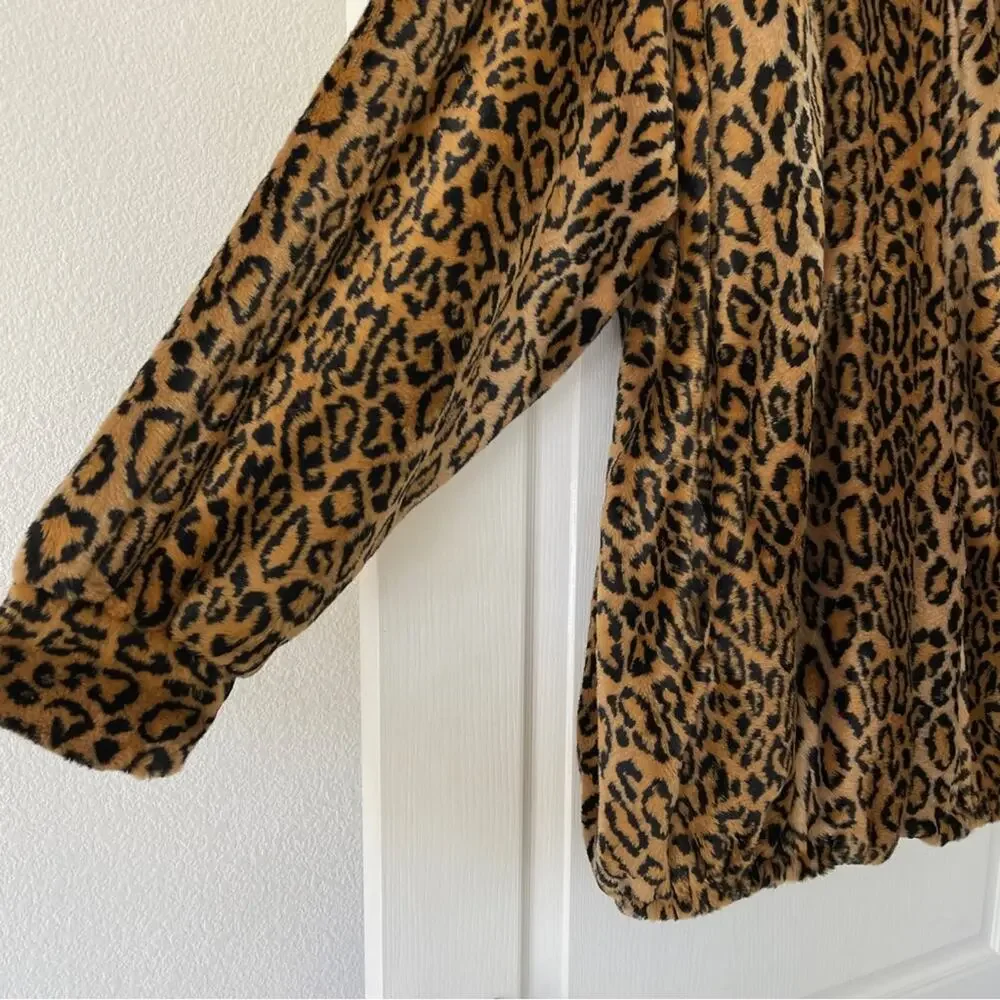 Dennis Basso Leopard Print Faux Fur Coat 1X Vintage Animal Print Mob Wife Style
